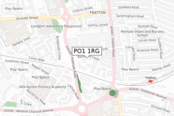 PO1 1RG map - large scale - OS Open Zoomstack (Ordnance Survey)