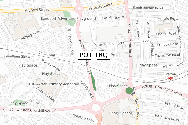 PO1 1RQ map - large scale - OS Open Zoomstack (Ordnance Survey)