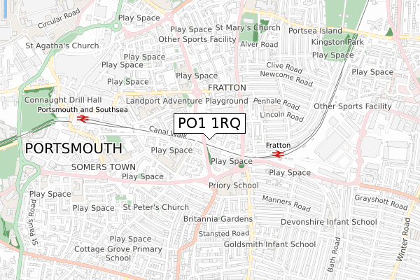 PO1 1RQ map - small scale - OS Open Zoomstack (Ordnance Survey)