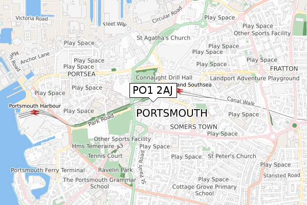 PO1 2AJ map - small scale - OS Open Zoomstack (Ordnance Survey) PO1 2AJ map - small scale - OS Open Zoomstack (Ordnance Survey)