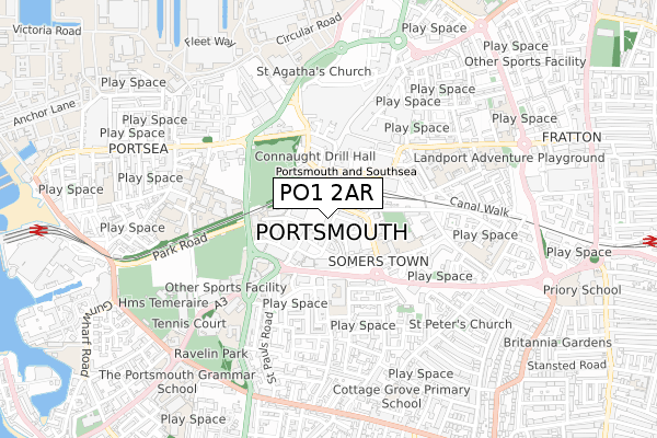 PO1 2AR map - small scale - OS Open Zoomstack (Ordnance Survey) PO1 2AR map - small scale - OS Open Zoomstack (Ordnance Survey)