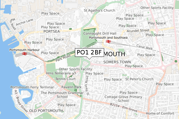 PO1 2BF map - small scale - OS Open Zoomstack (Ordnance Survey) PO1 2BF map - small scale - OS Open Zoomstack (Ordnance Survey)