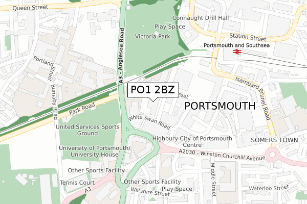 PO1 2BZ map - large scale - OS Open Zoomstack (Ordnance Survey) PO1 2BZ map - large scale - OS Open Zoomstack (Ordnance Survey)