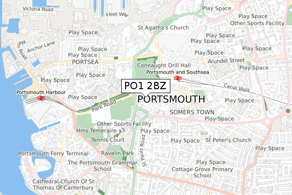 PO1 2BZ map - small scale - OS Open Zoomstack (Ordnance Survey) PO1 2BZ map - small scale - OS Open Zoomstack (Ordnance Survey)