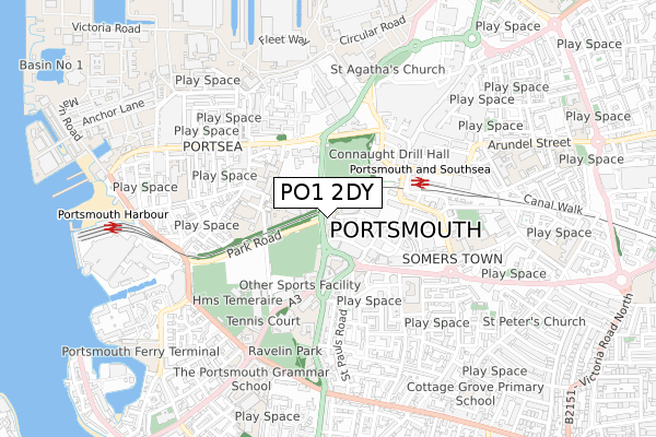 PO1 2DY map - small scale - OS Open Zoomstack (Ordnance Survey) PO1 2DY map - small scale - OS Open Zoomstack (Ordnance Survey)