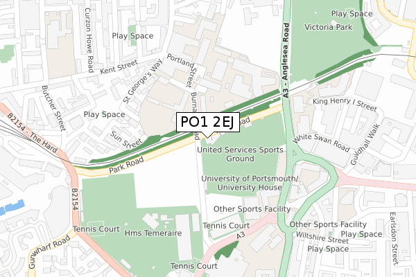 PO1 2EJ map - large scale - OS Open Zoomstack (Ordnance Survey)