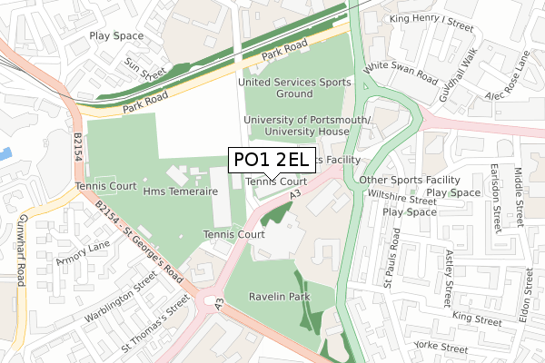 PO1 2EL map - large scale - OS Open Zoomstack (Ordnance Survey)