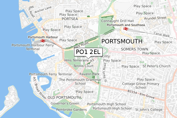PO1 2EL map - small scale - OS Open Zoomstack (Ordnance Survey)