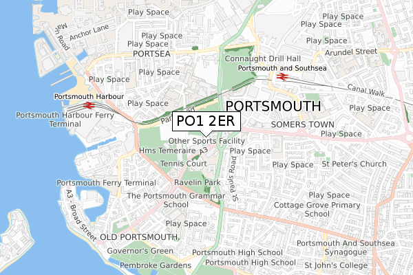 PO1 2ER map - small scale - OS Open Zoomstack (Ordnance Survey) PO1 2ER map - small scale - OS Open Zoomstack (Ordnance Survey)
