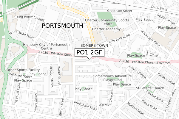 PO1 2GF map - large scale - OS Open Zoomstack (Ordnance Survey) PO1 2GF map - large scale - OS Open Zoomstack (Ordnance Survey)