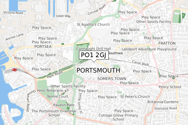 PO1 2GJ map - small scale - OS Open Zoomstack (Ordnance Survey) PO1 2GJ map - small scale - OS Open Zoomstack (Ordnance Survey)