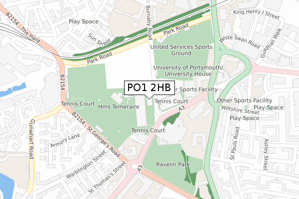 PO1 2HB map - large scale - OS Open Zoomstack (Ordnance Survey)