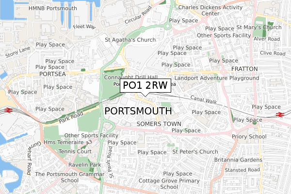 PO1 2RW map - small scale - OS Open Zoomstack (Ordnance Survey) PO1 2RW map - small scale - OS Open Zoomstack (Ordnance Survey)