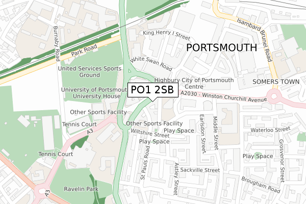 PO1 2SB map - large scale - OS Open Zoomstack (Ordnance Survey)