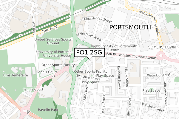 PO1 2SG map - large scale - OS Open Zoomstack (Ordnance Survey)