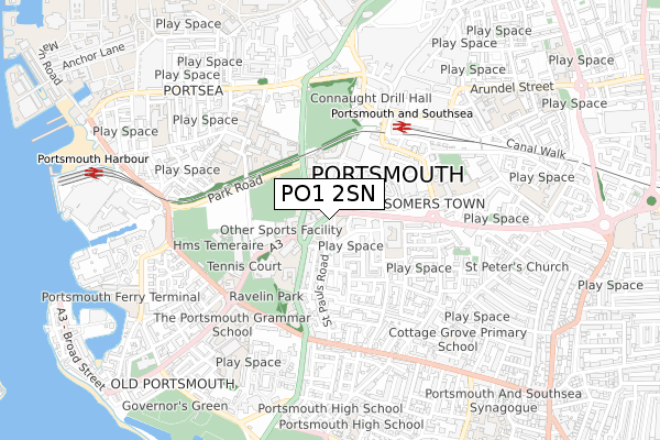 PO1 2SN map - small scale - OS Open Zoomstack (Ordnance Survey) PO1 2SN map - small scale - OS Open Zoomstack (Ordnance Survey)