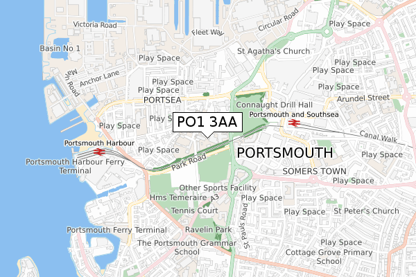 PO1 3AA map - small scale - OS Open Zoomstack (Ordnance Survey) PO1 3AA map - small scale - OS Open Zoomstack (Ordnance Survey)