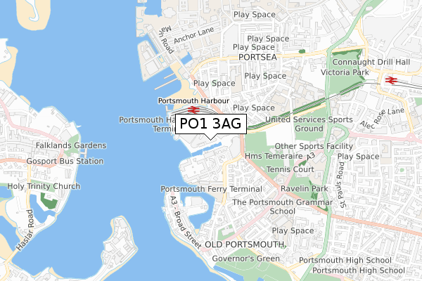 PO1 3AG map - small scale - OS Open Zoomstack (Ordnance Survey) PO1 3AG map - small scale - OS Open Zoomstack (Ordnance Survey)