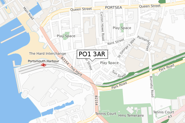 PO1 3AR map - large scale - OS Open Zoomstack (Ordnance Survey)
