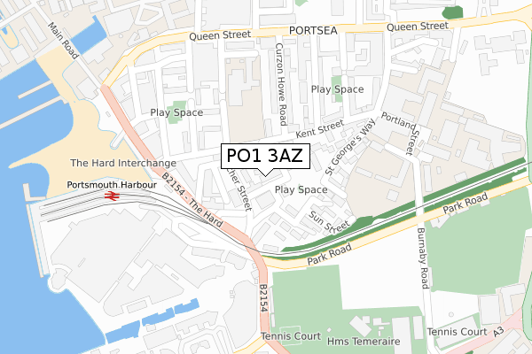 PO1 3AZ map - large scale - OS Open Zoomstack (Ordnance Survey)