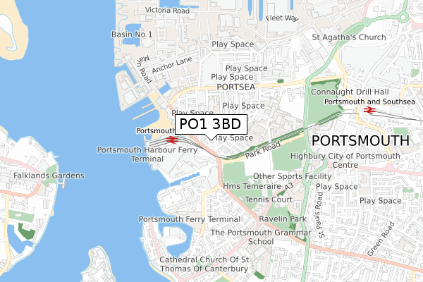 PO1 3BD map - small scale - OS Open Zoomstack (Ordnance Survey) PO1 3BD map - small scale - OS Open Zoomstack (Ordnance Survey)