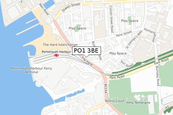 PO1 3BE map - large scale - OS Open Zoomstack (Ordnance Survey)