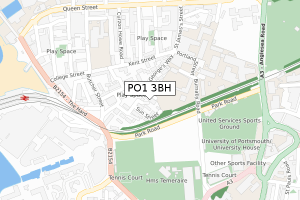 PO1 3BH map - large scale - OS Open Zoomstack (Ordnance Survey)