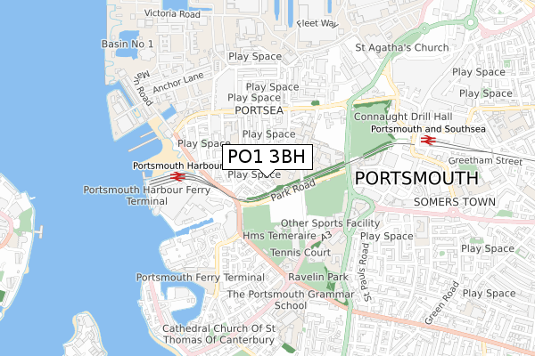 PO1 3BH map - small scale - OS Open Zoomstack (Ordnance Survey)