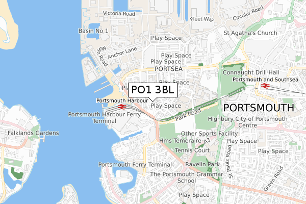 PO1 3BL map - small scale - OS Open Zoomstack (Ordnance Survey) PO1 3BL map - small scale - OS Open Zoomstack (Ordnance Survey)
