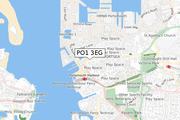 PO1 3EG map - small scale - OS Open Zoomstack (Ordnance Survey) PO1 3EG map - small scale - OS Open Zoomstack (Ordnance Survey)