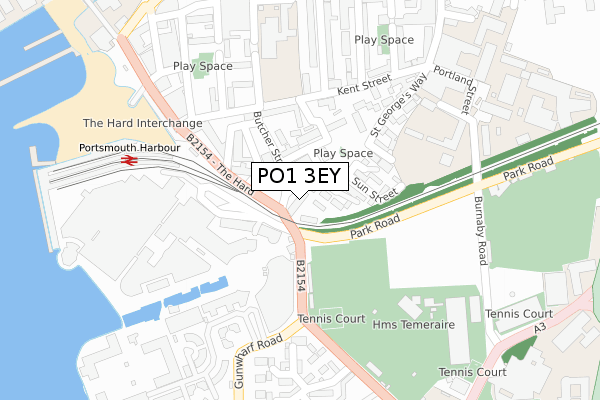 PO1 3EY map - large scale - OS Open Zoomstack (Ordnance Survey)