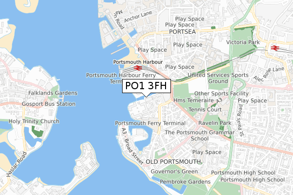 PO1 3FH map - small scale - OS Open Zoomstack (Ordnance Survey) PO1 3FH map - small scale - OS Open Zoomstack (Ordnance Survey)