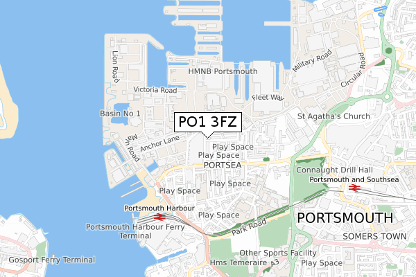 PO1 3FZ map - small scale - OS Open Zoomstack (Ordnance Survey) PO1 3FZ map - small scale - OS Open Zoomstack (Ordnance Survey)