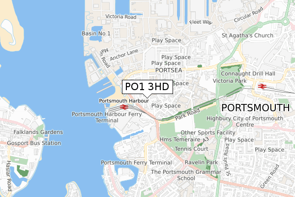PO1 3HD map - small scale - OS Open Zoomstack (Ordnance Survey)