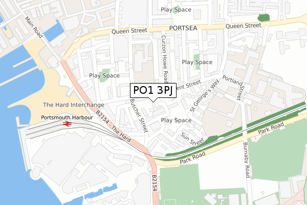 PO1 3PJ map - large scale - OS Open Zoomstack (Ordnance Survey)