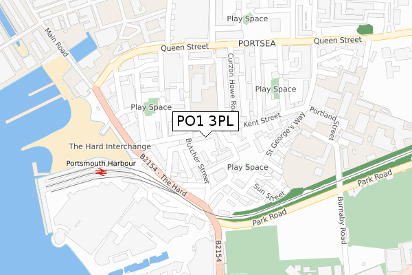 PO1 3PL map - large scale - OS Open Zoomstack (Ordnance Survey)