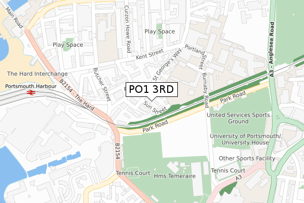 PO1 3RD map - large scale - OS Open Zoomstack (Ordnance Survey)