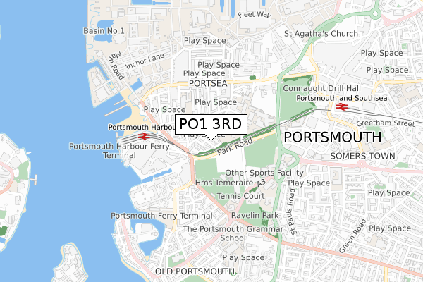 PO1 3RD map - small scale - OS Open Zoomstack (Ordnance Survey)