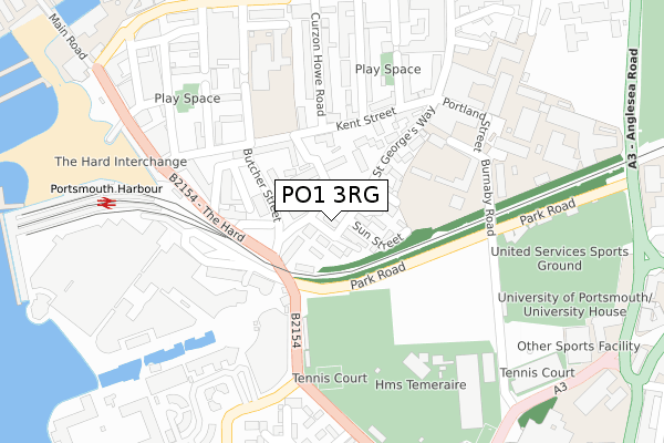 PO1 3RG map - large scale - OS Open Zoomstack (Ordnance Survey)