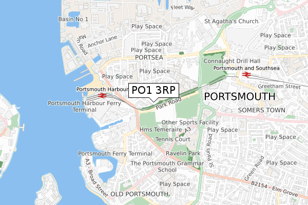 PO1 3RP map - small scale - OS Open Zoomstack (Ordnance Survey)