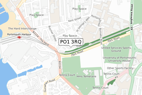 PO1 3RQ map - large scale - OS Open Zoomstack (Ordnance Survey)