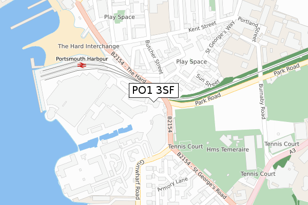 PO1 3SF map - large scale - OS Open Zoomstack (Ordnance Survey)