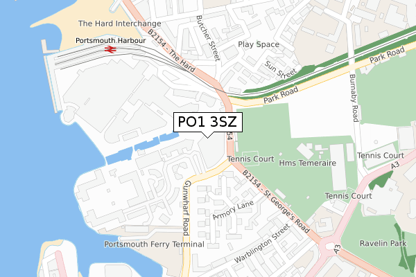 PO1 3SZ map - large scale - OS Open Zoomstack (Ordnance Survey) PO1 3SZ map - large scale - OS Open Zoomstack (Ordnance Survey)