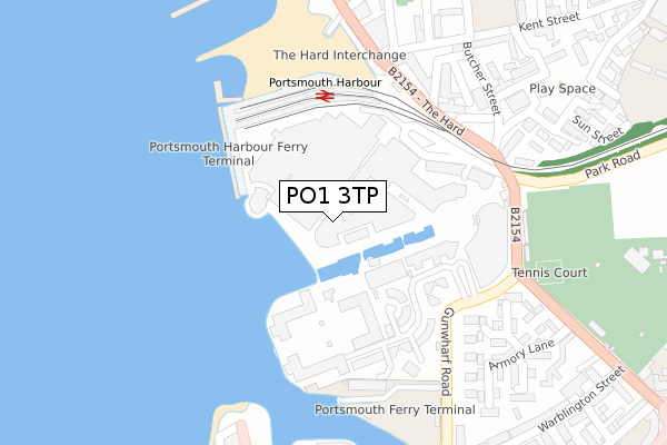 PO1 3TP map - large scale - OS Open Zoomstack (Ordnance Survey)