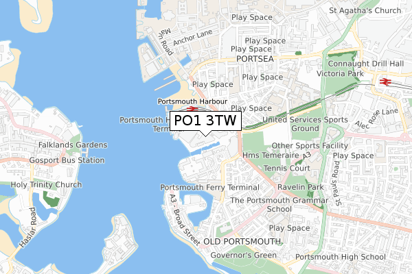 PO1 3TW map - small scale - OS Open Zoomstack (Ordnance Survey) PO1 3TW map - small scale - OS Open Zoomstack (Ordnance Survey)