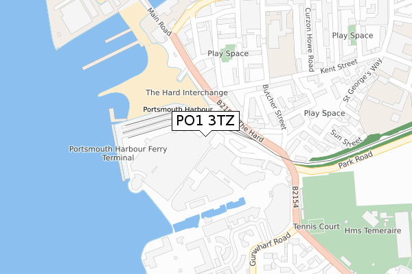 PO1 3TZ map - large scale - OS Open Zoomstack (Ordnance Survey)