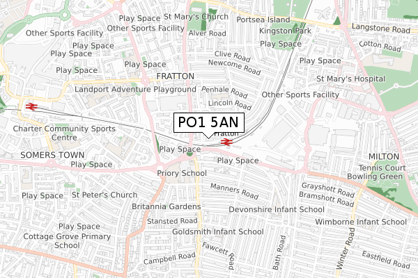 PO1 5AN map - small scale - OS Open Zoomstack (Ordnance Survey) PO1 5AN map - small scale - OS Open Zoomstack (Ordnance Survey)