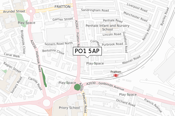 PO1 5AP map - large scale - OS Open Zoomstack (Ordnance Survey)