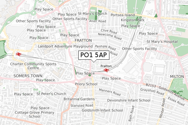 PO1 5AP map - small scale - OS Open Zoomstack (Ordnance Survey)