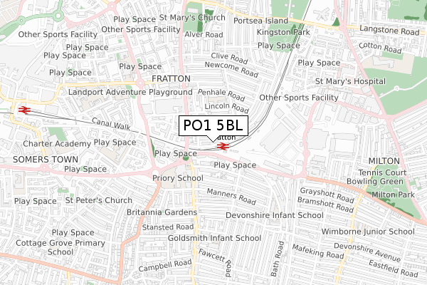 PO1 5BL map - small scale - OS Open Zoomstack (Ordnance Survey)